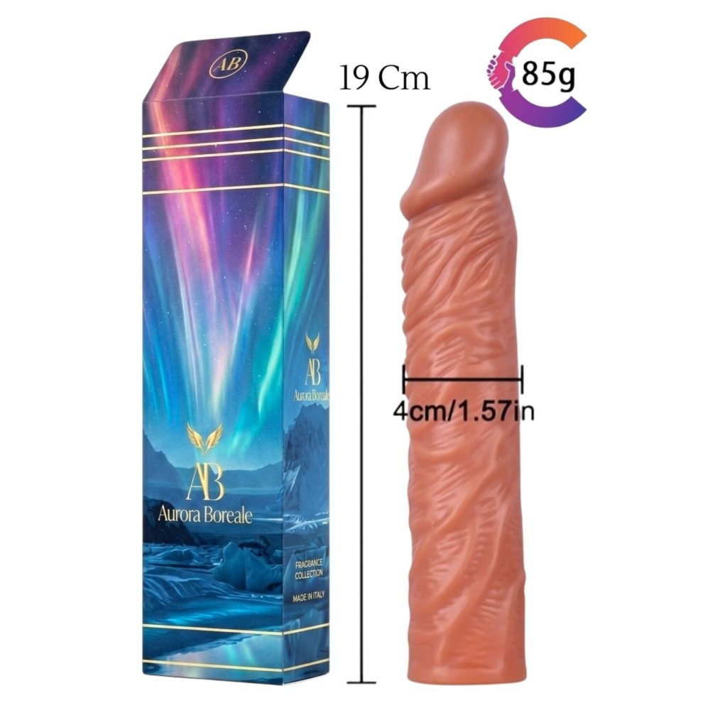 AuroraBoreale Tırtıklı Ten Rengi Uzatmalı Testis Sıkılaştıcılı Titreşimli Penis Kılıfı