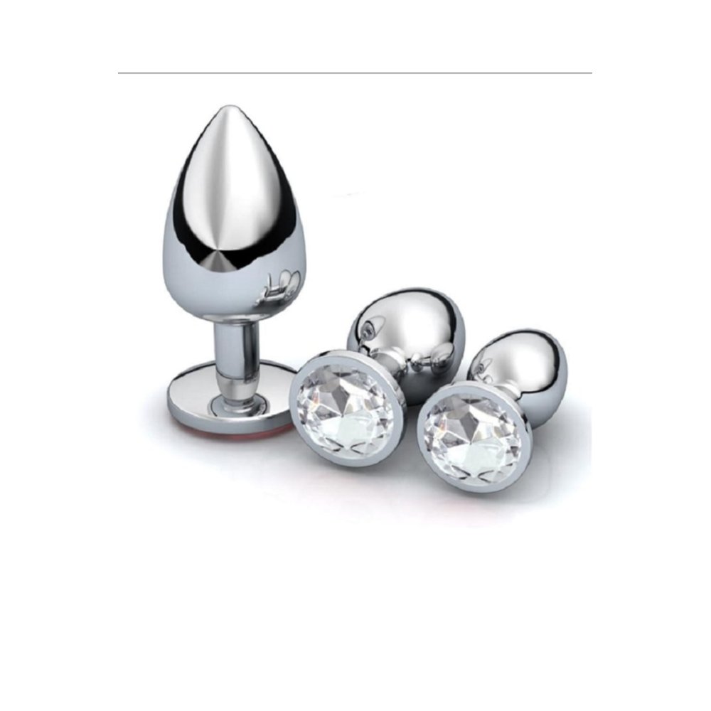 Beyaz Metal Anal Plug Seti Small Medium Large