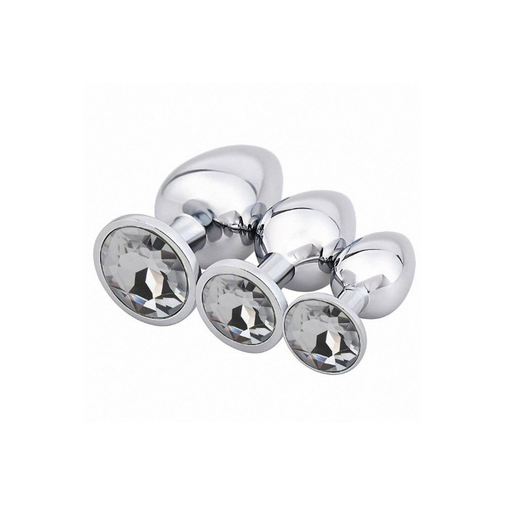 Beyaz Metal Anal Plug Seti Small Medium Large — görsel 2