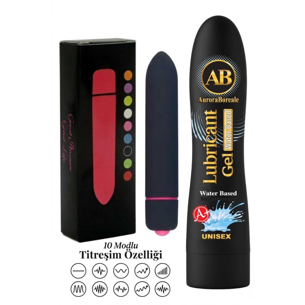 Büyük Boy 125 ML A+Plus Sade Kayganlaştırıcı Jel 10 Titreşim Modlu Premium Aksesuar Set