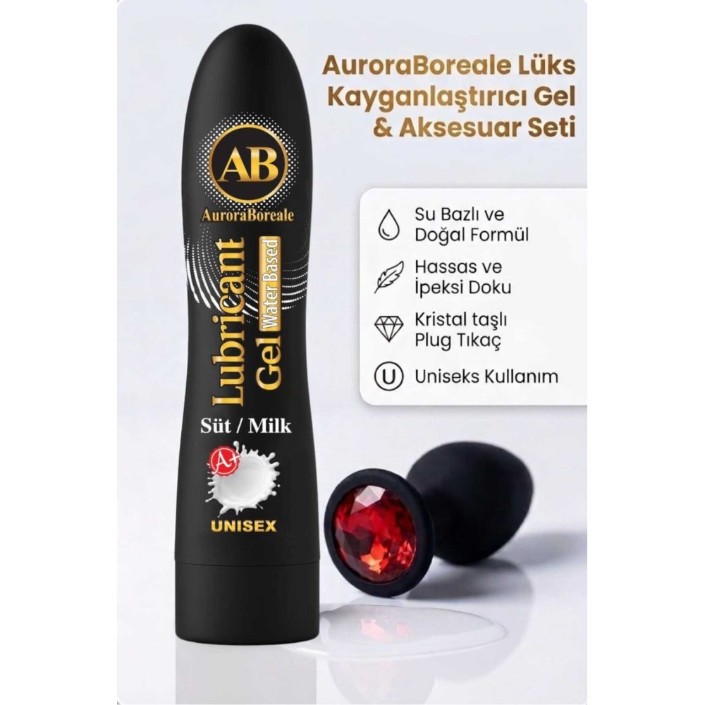 Büyük Boy 125 ML Premium Süt Aromalı Kayganlaştırıcı Jel Kırmızı Taşlı Aksesuar 2 li Set