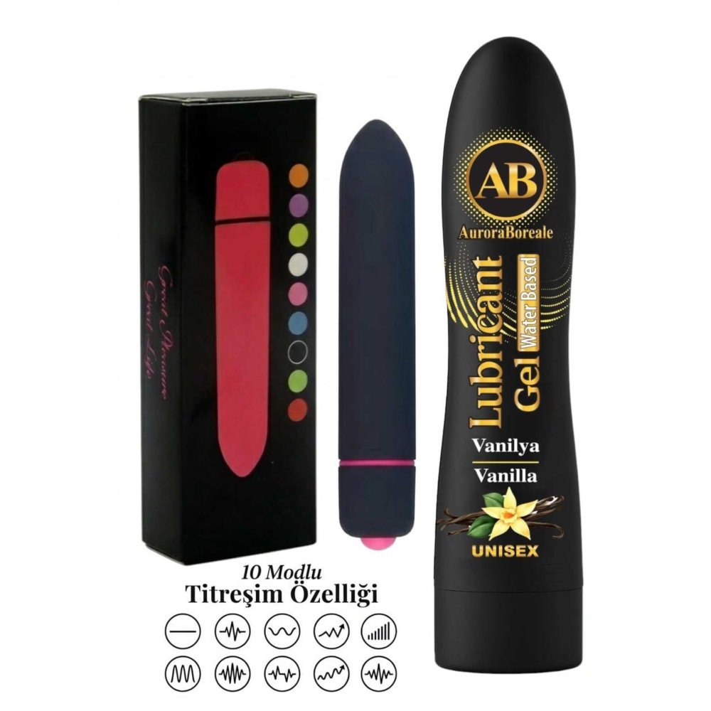Büyük Boy 125 ML Vanilyalı Kayganlaştırıcı Jel 10 Titreşim Modlu Premium Aksesuar Set