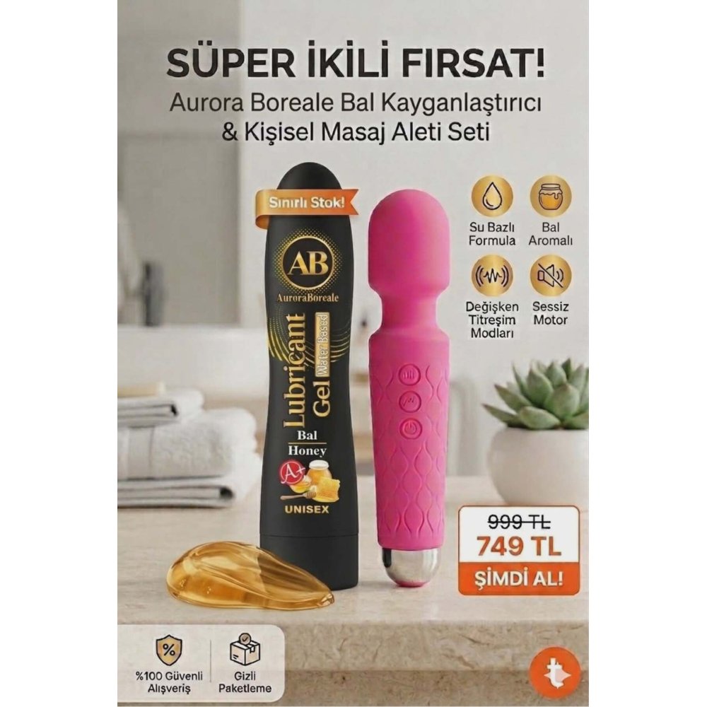 Büyük Boy Bal Aromalı Kayganlaştırıcı Jel 20 Modlu Şarjlı Titreşimli Aksesuar Set