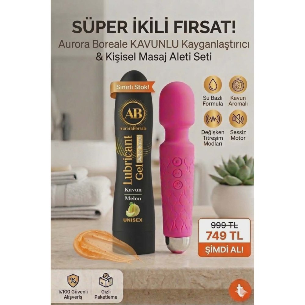 Büyük Boy Kavunlu Kayganlaştırıcı Jel 20 Modlu Şarjlı Titreşimli Aksesuar Set