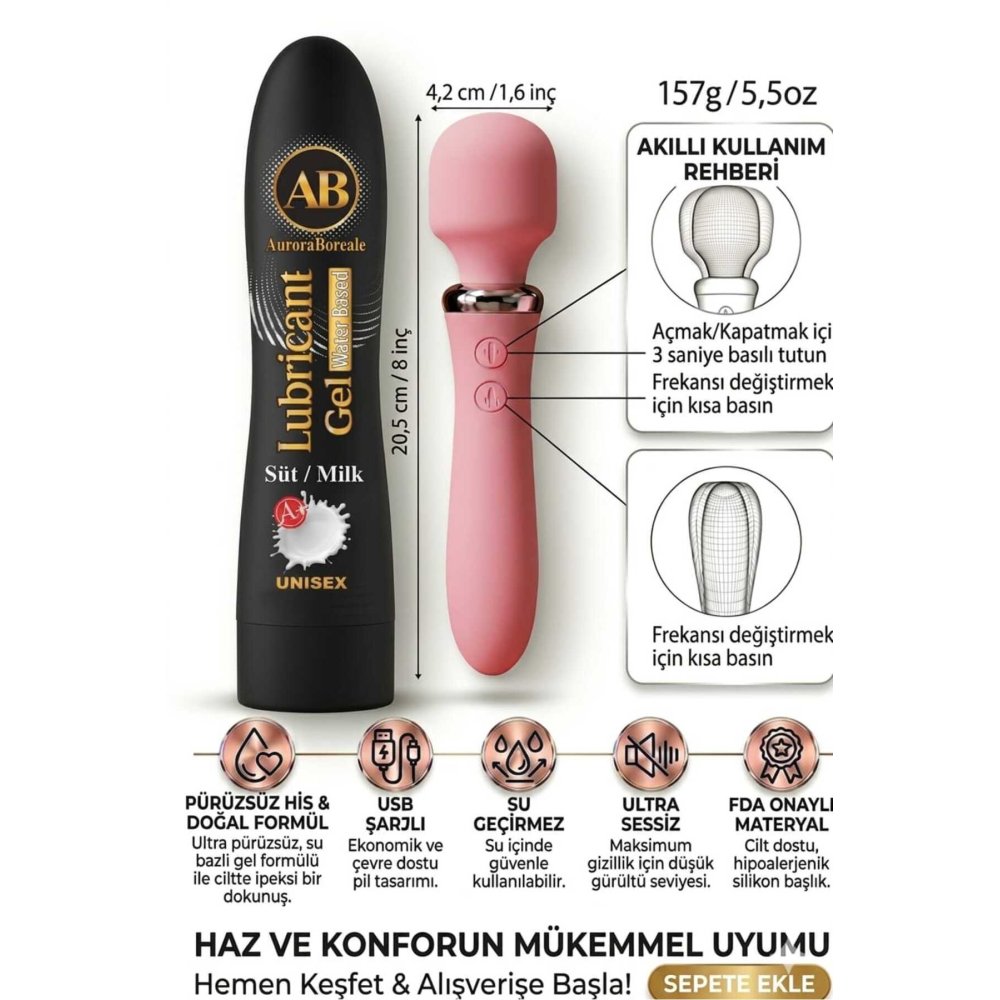 Büyük Boy Süt Aromalı Kayganlaştırıcı Jel 10 Titreşim Modlu Masaj Aksesuar Set