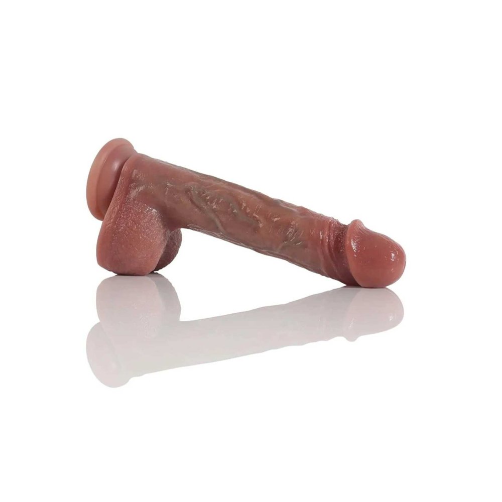 Çift Katmanlı Ten Rengi 22 Cm Uzunluktaki 4 Cm Kalınlıktaki Dildo vibratör Penis Halkası — görsel 4