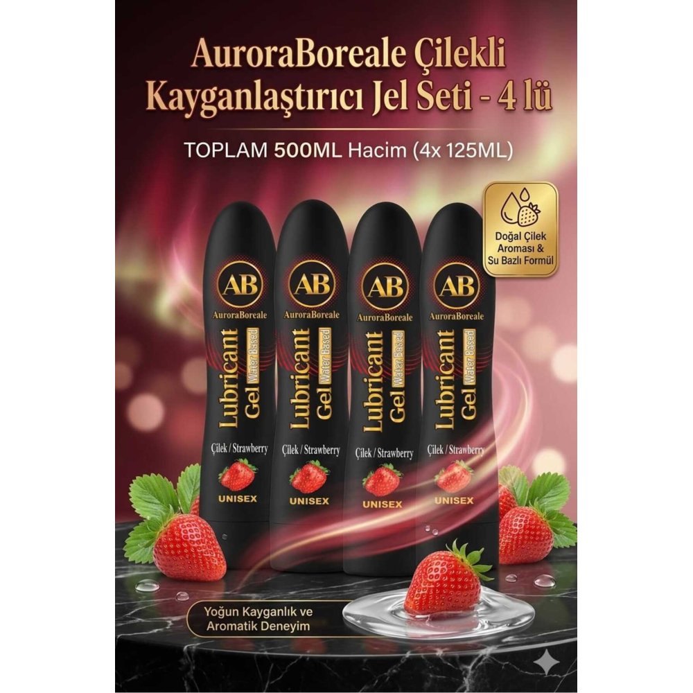 Çilek Aromalı İpeksi Kayganlaştırıcı Jel Lubricant Gel 500 ML 4 lü Süper Fırsat Sepeti