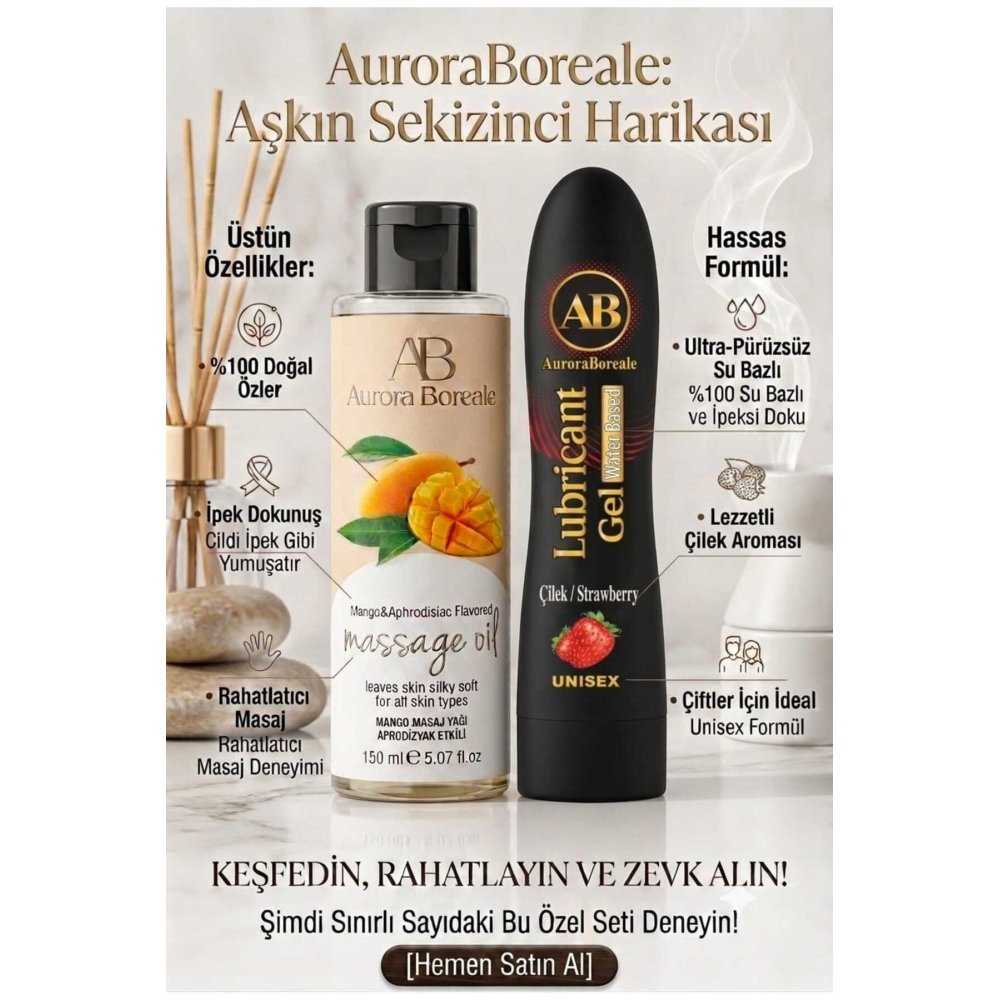 Çilek Aromalı Kayganlaştırıcı Jel Beyaz Çiçekler Kokulu Masaj Jeli Premium 2 li Avantaj Seti
