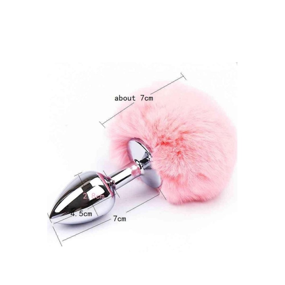 Gümüş Renk Metal Pembe Kuyruklu Anal Plug Tıkaç Anal Tıpa 6 Cm — görsel 2