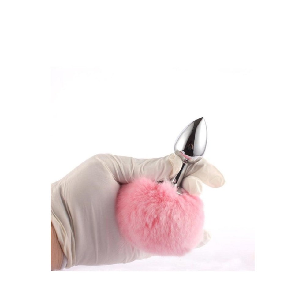 Gümüş Renk Metal Pembe Kuyruklu Anal Plug Tıkaç Anal Tıpa 6 Cm — görsel 3