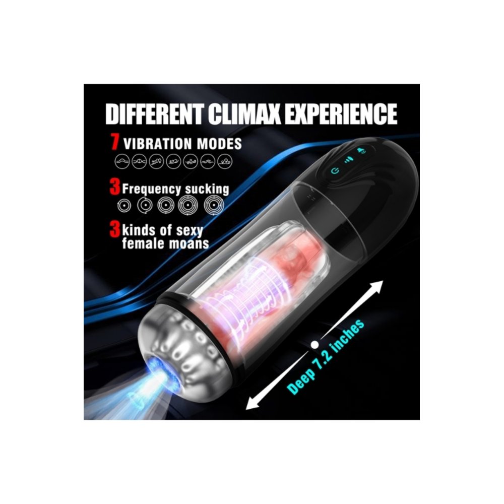 İnleme Sesli ve Titreşimli Otomatik Modern Suni Vajina Mastürbatör – 7 Modlu Dönebilen, USB Ş — görsel 2