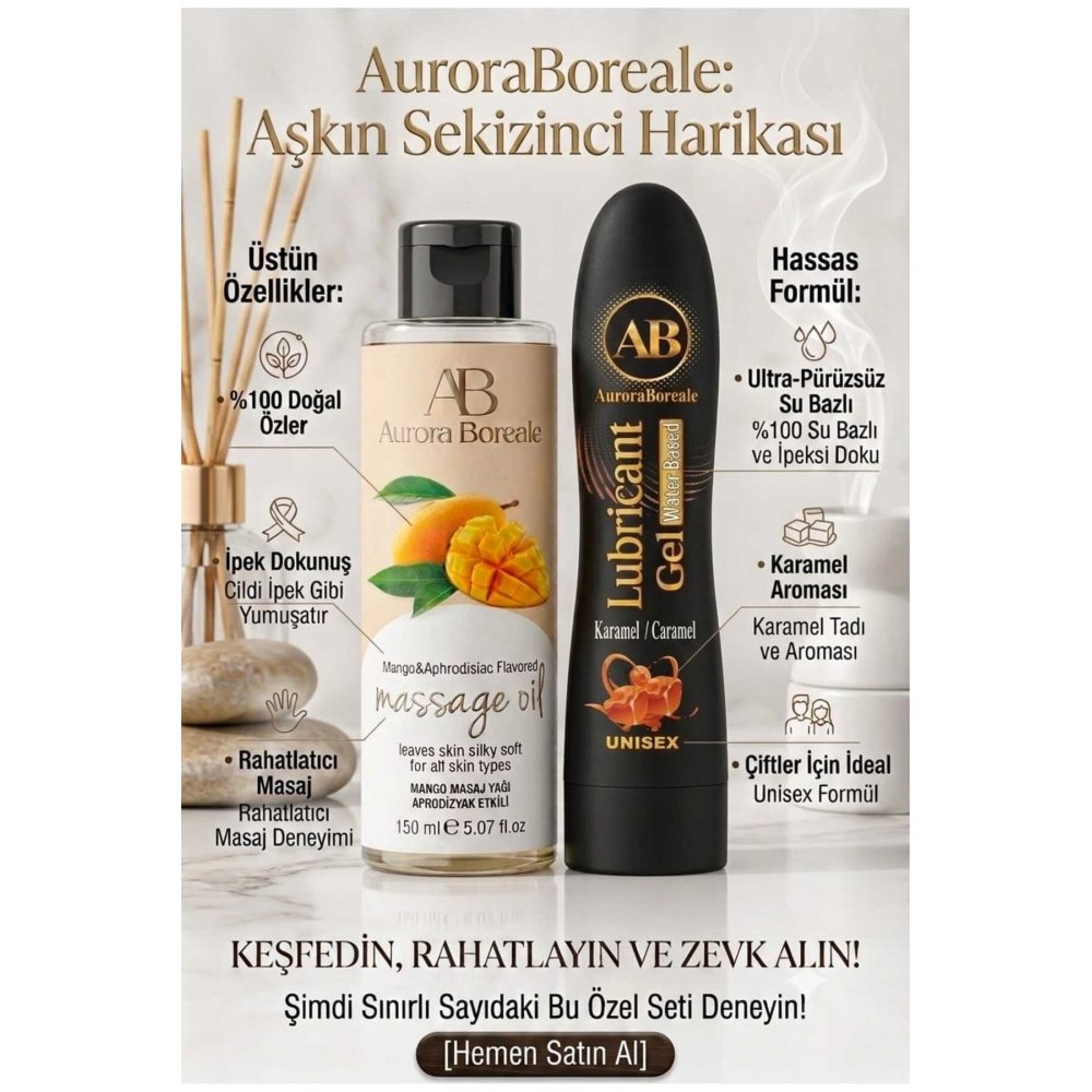 Karamel Aromalı Kayganlaştırıcı Jel Beyaz Çiçekler Kokulu Masaj Jeli Premium 2 li Avantaj Seti