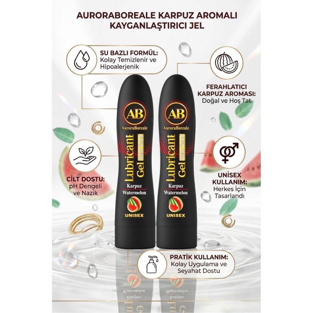 Karpuz Aromalı Premium Kayganlaştırıcı Jel Lubricant Gel 125x125 250 ML 2 li Set — görsel 2