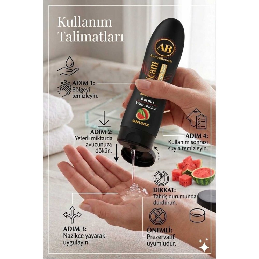 Karpuz Aromalı Premium Kayganlaştırıcı Jel Lubricant Gel 125x125 250 ML 2 li Set — görsel 3