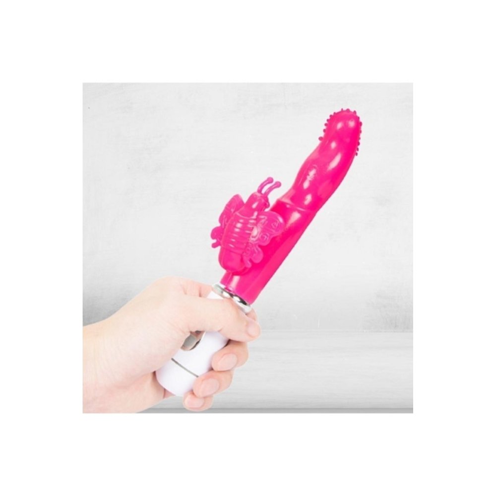 Kelebek Titreşimli Vibratör Dildo Pembe Renk