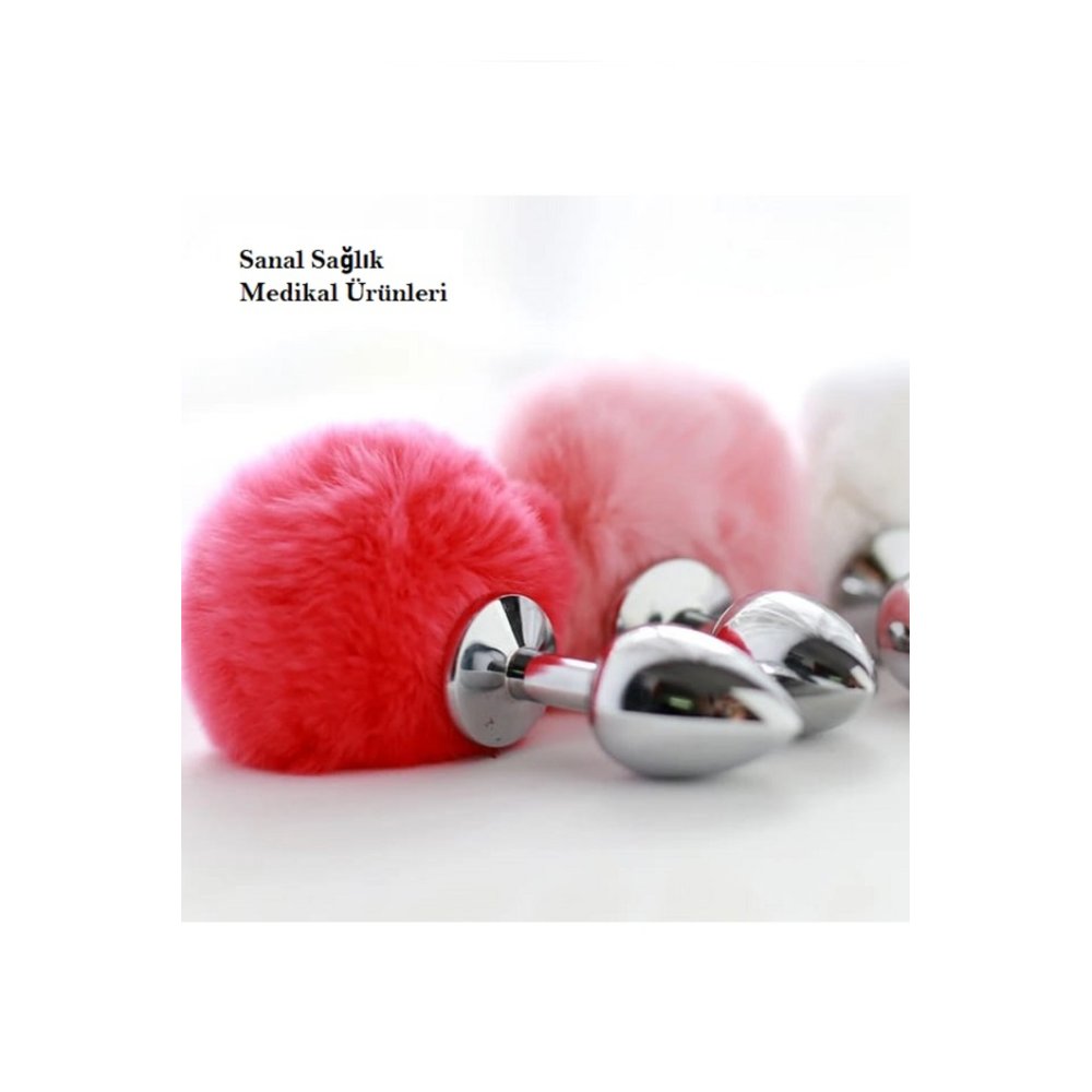 Kırmızı Metal Anal Plug Tıkaç Ponpon Kuyruklu 7 Cm — görsel 2