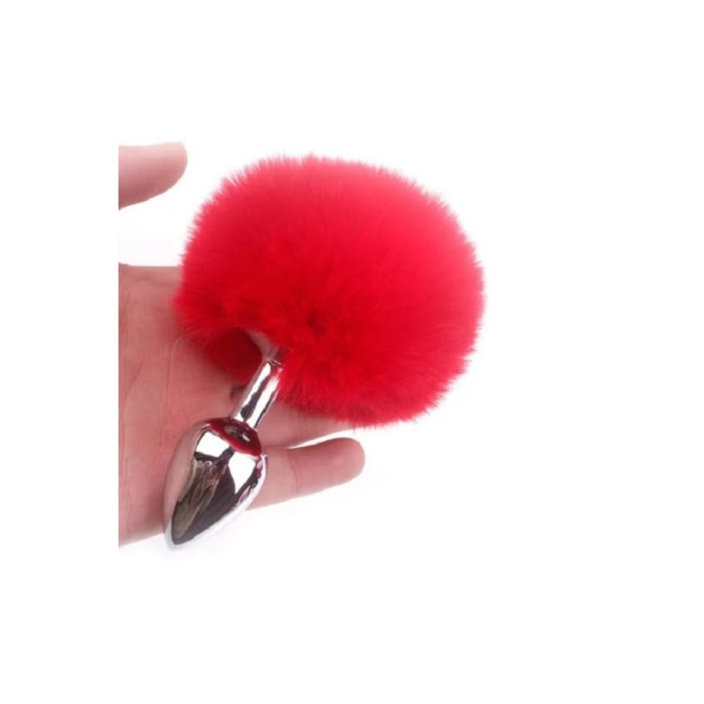 Kırmızı Metal Anal Plug Tıkaç Ponpon Kuyruklu 7 Cm — görsel 3