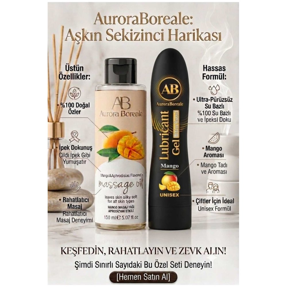 Mango Aromalı Kayganlaştırıcı Jel Beyaz Çiçekler Kokulu Masaj Jeli Premium 2 li Avantaj Seti