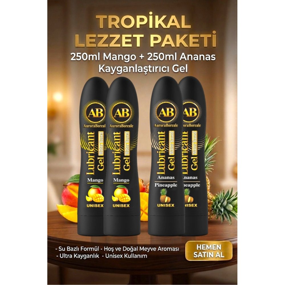 Mango ve Ananas 2 si 1 Arada Kayganlaştırıcı Jel Lubricant Gel 500 ML 4 lü Avantaj Paketi
