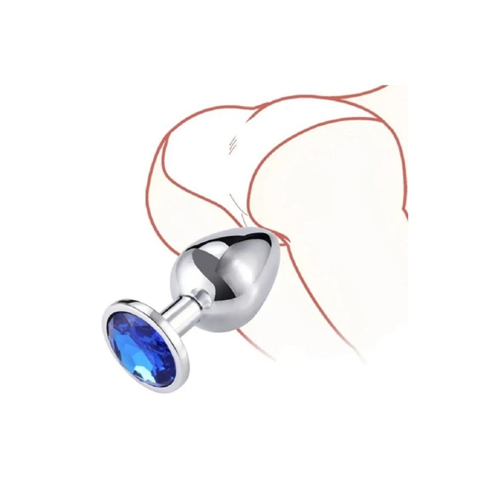 Mavi Metal Paslanmaz Anal Plug Tıkaç Large Modeli — görsel 3