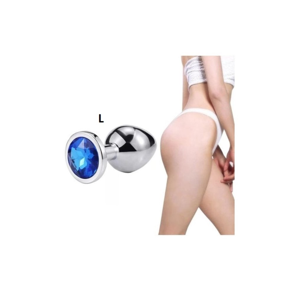 Mavi Metal Paslanmaz Anal Plug Tıkaç Large Modeli
