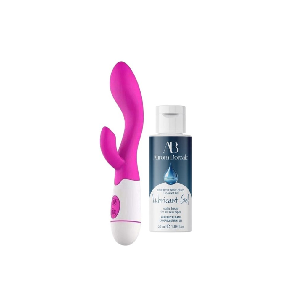 Mor Renk Titreşimli 8 Fonksiyonlu Dildo Cilt Dostu Vibratör ve Kayganlaştırıcı Seti