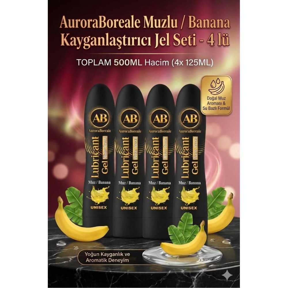 Muz Aromalı Kayganlaştırıcı Jel Lubricant Gel 500 ML 4 lü Süper Fırsat Sepeti