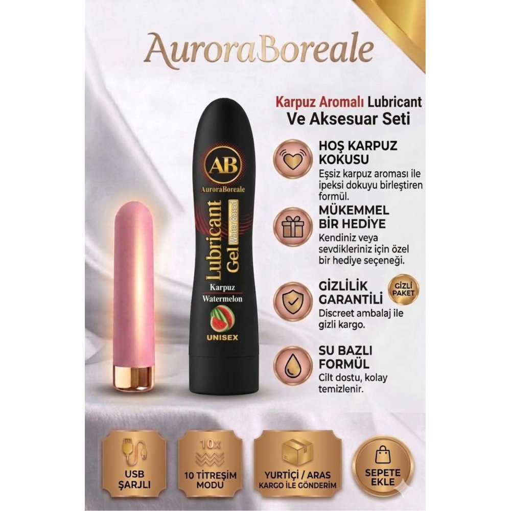 Pembe Renk USB Şarjlı 10 Modlu Vibratör Dildo Premium Karpuzlu Kayganlaştırıcı Jel Set