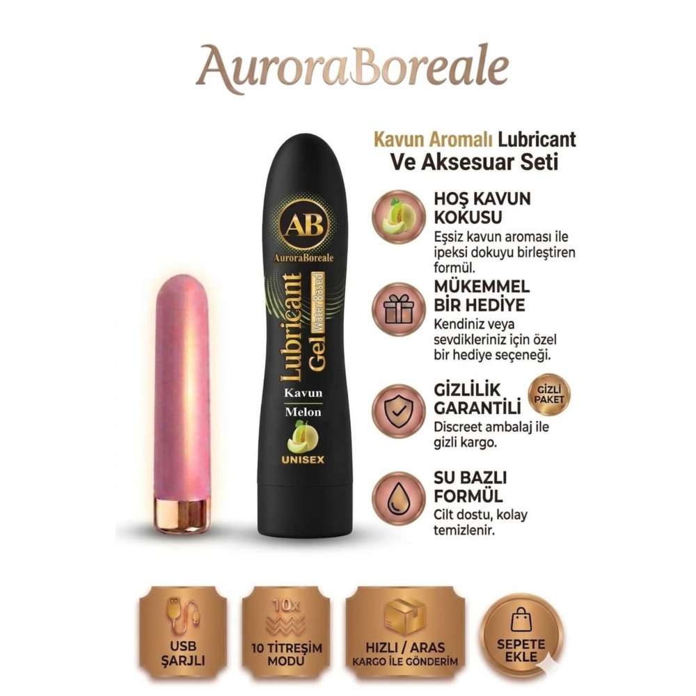 Pembe Renk USB Şarjlı 10 Modlu Vibratör Dildo Premium Kavunlu Kayganlaştırıcı Jel Set