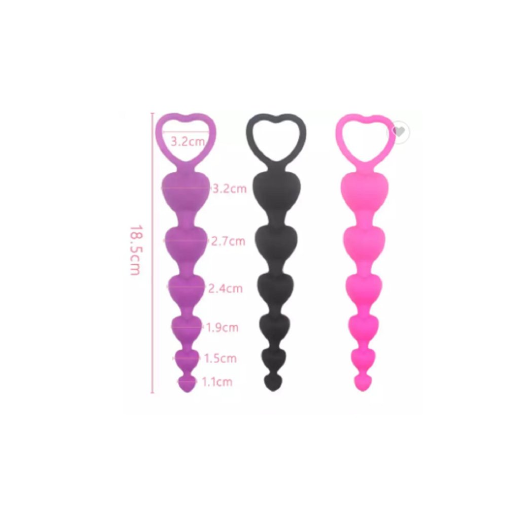 Pembe Renk Yüksek Kalite Anal Plug 6 Boğumlu 18cm Kalpli Anal Top, Anal Plug — görsel 3