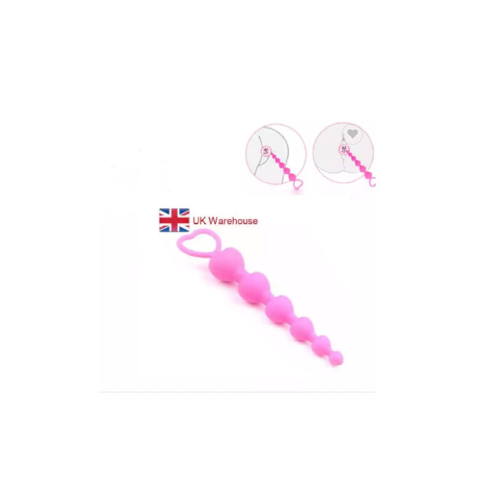Pembe Renk Yüksek Kalite Anal Plug 6 Boğumlu 18cm Kalpli Anal Top, Anal Plug