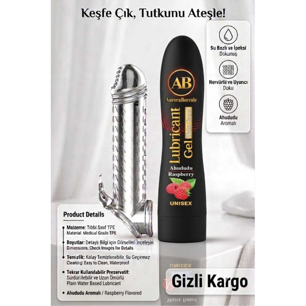 Premium 125 ML Ahududu Aromalı Kayganlaştırıcı Lubricant Jel Tekrar Kullanılabilir Prezervatif Sepeti