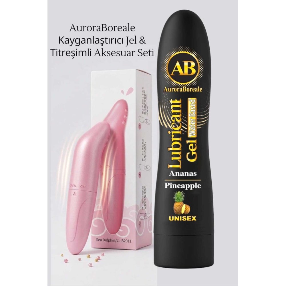 Premium 125 ML Ananaslı Kayganlaştırıcı Jel Pembe Güçlü Titreşim 2 li Aksesuar Set