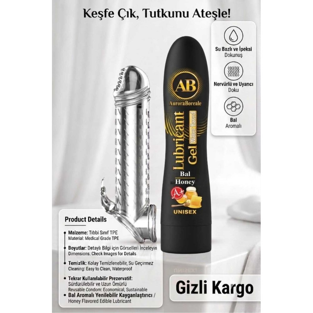 Premium 125 ML Bal Aromalı Kayganlaştırıcı Lubricant Jel Tekrar Kullanılabilir Prezervatif Sepeti