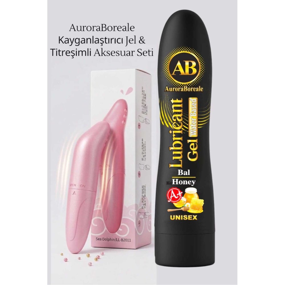 Premium 125 ML Ballı Kayganlaştırıcı Jel Pembe Güçlü Titreşim 2 li Aksesuar Set