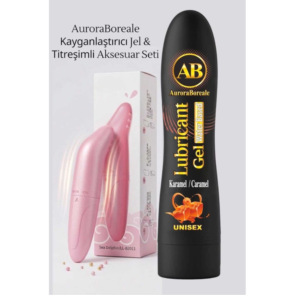 Premium 125 ML Karamelli Kayganlaştırıcı Jel Pembe Güçlü Titreşim 2 li Aksesuar Set