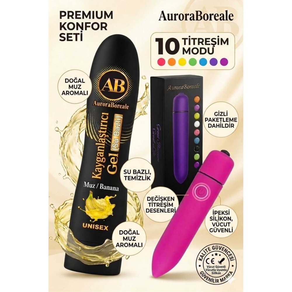 Premium 125 ML Muzlu Kayganlaştırıcı 10 Titreşim Modlu Aksesuar Set