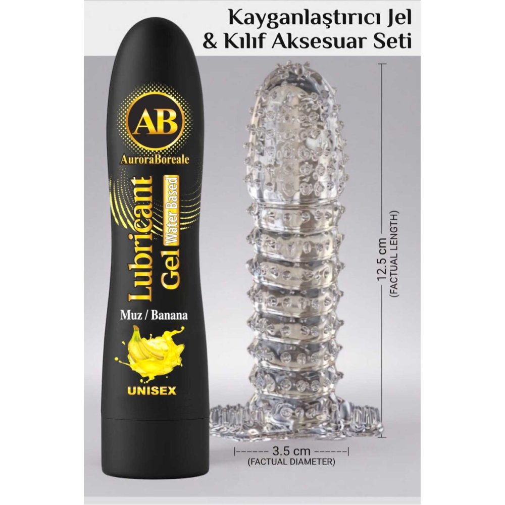 Premium 125 ML Muzlu Kayganlaştırıcı Jel Şeffaf Kılıf Tırtıklı Prezervatif 2 li Set
