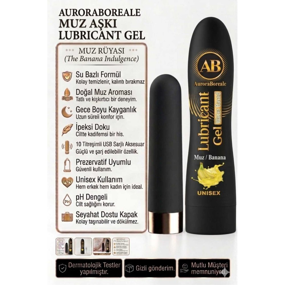 Premium 125 ML Muzlu Kayganlaştırıcı Jel USB Şarjlı 10 Titreşim Modlu Aksesuar Set