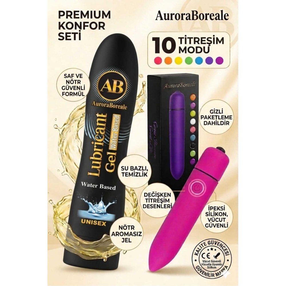 Premium 125 ML Sade Su Bazlı Kayganlaştırıcı 10 Titreşim Modlu Aksesuar Set