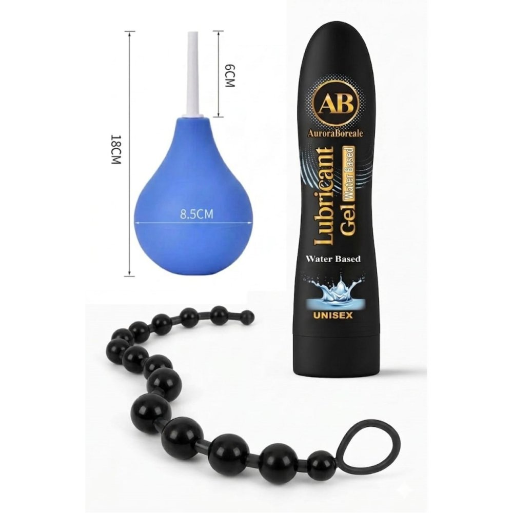 Premium 125 ML Sade Su Bazlı Kayganlaştırıcı Jel Temizleme Pompası Boncuk Aksesuar Set