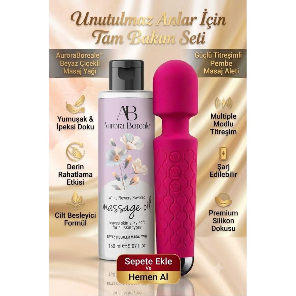 Premium 150 ML Beyaz Çiçekler Kokulu Masaj Jeli Masaj Aleti Aksesuar Avantajlı Sepet