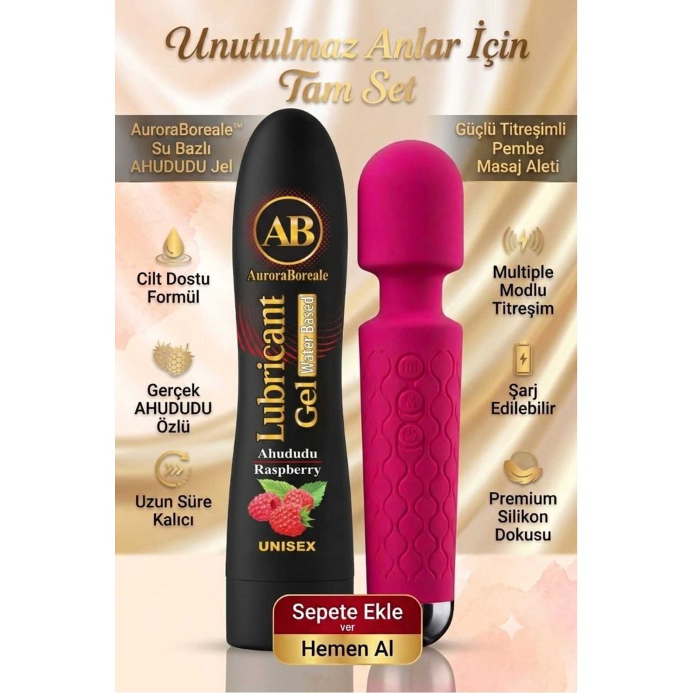 Premium Ahududu Aromalı 125 ML Kayganlaştırıcı Jel Masaj Aleti Aksesuar Avantajlı Sepet
