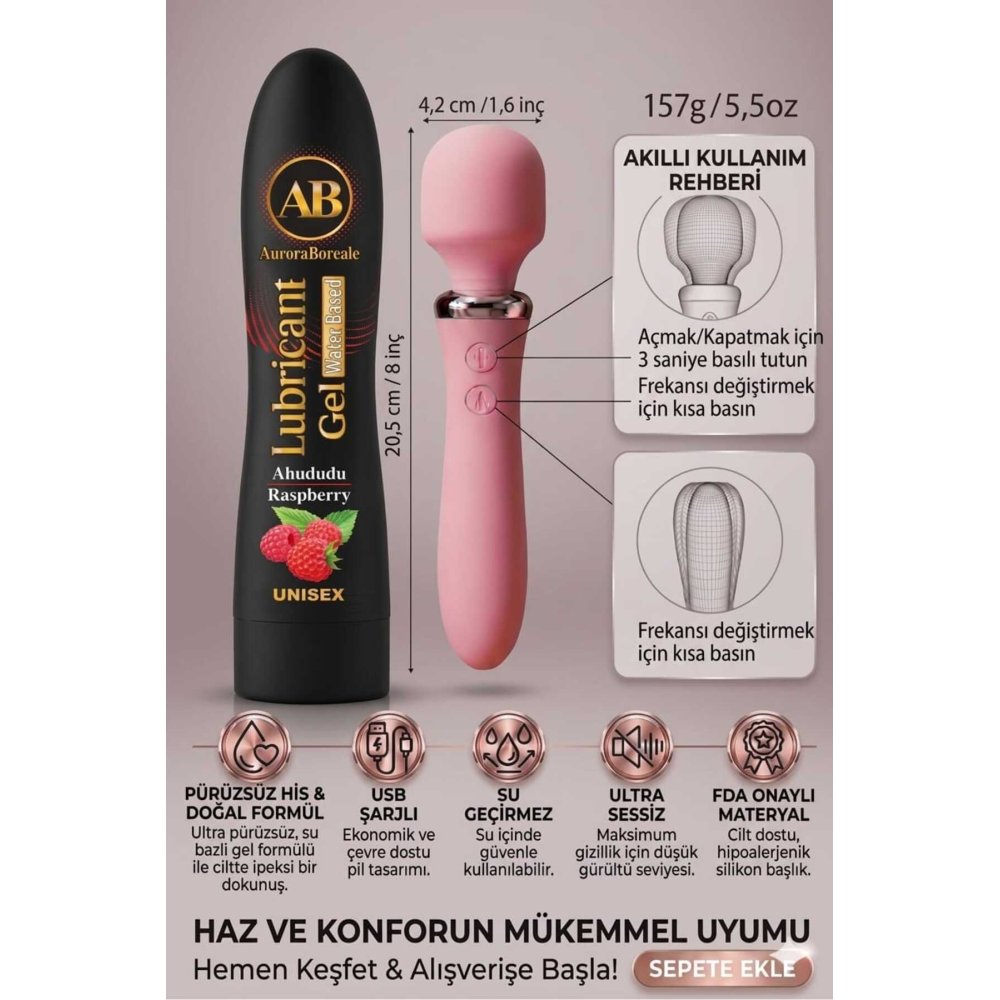 Premium Ahududu Aromalı Kayganlaştırıcı Jel 10 Titreşim Modlu Masaj Aksesuar Set
