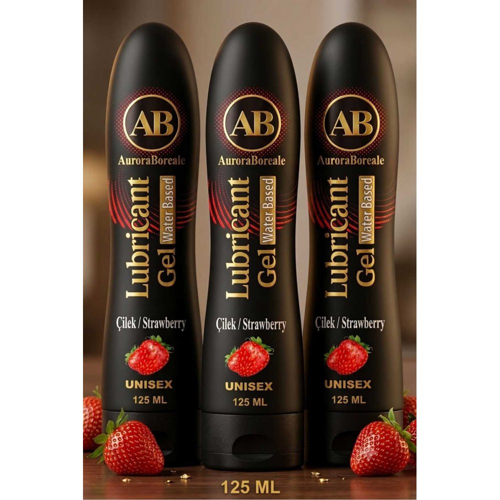 Premium Çilek Aromalı Kayganlaştırıcı Lubricant Jel 3x 125 ML Set