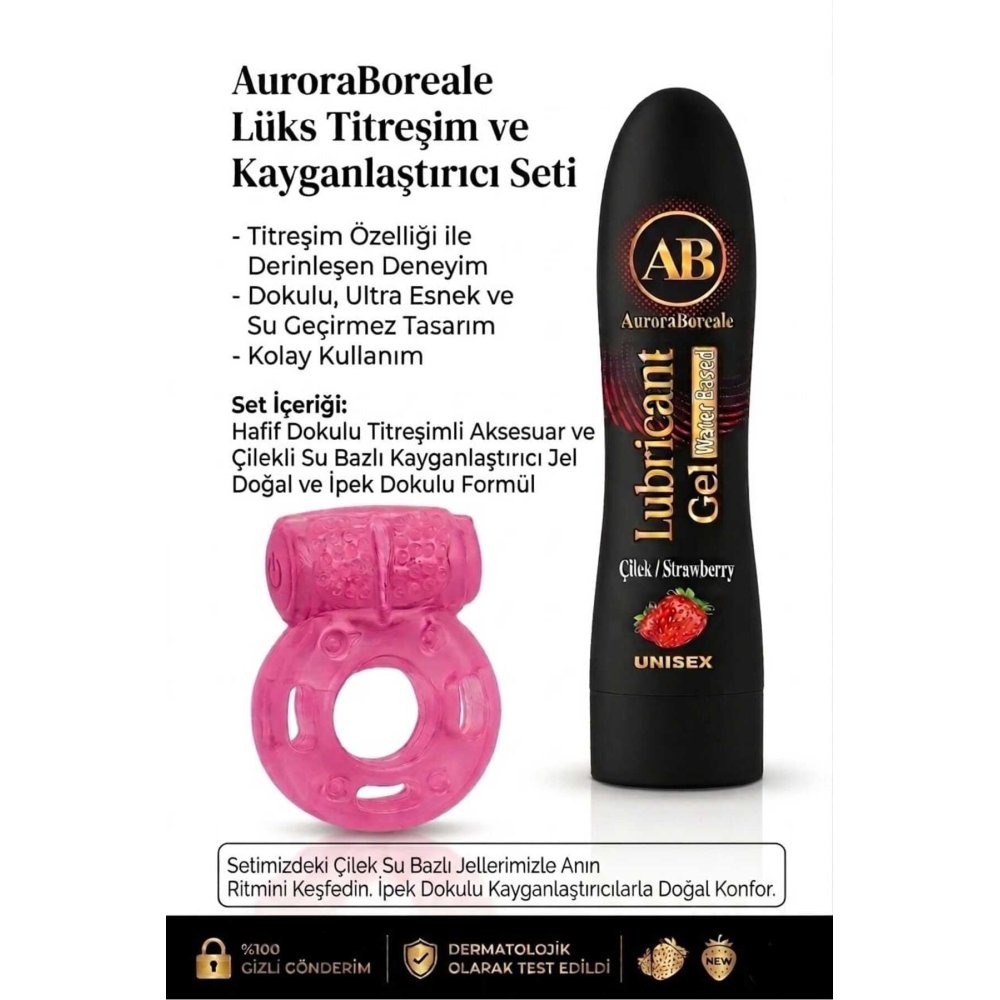 Premium Çilekli Kayganlaştırıcı Jel Titreşimli Aksesuar Hediyeli