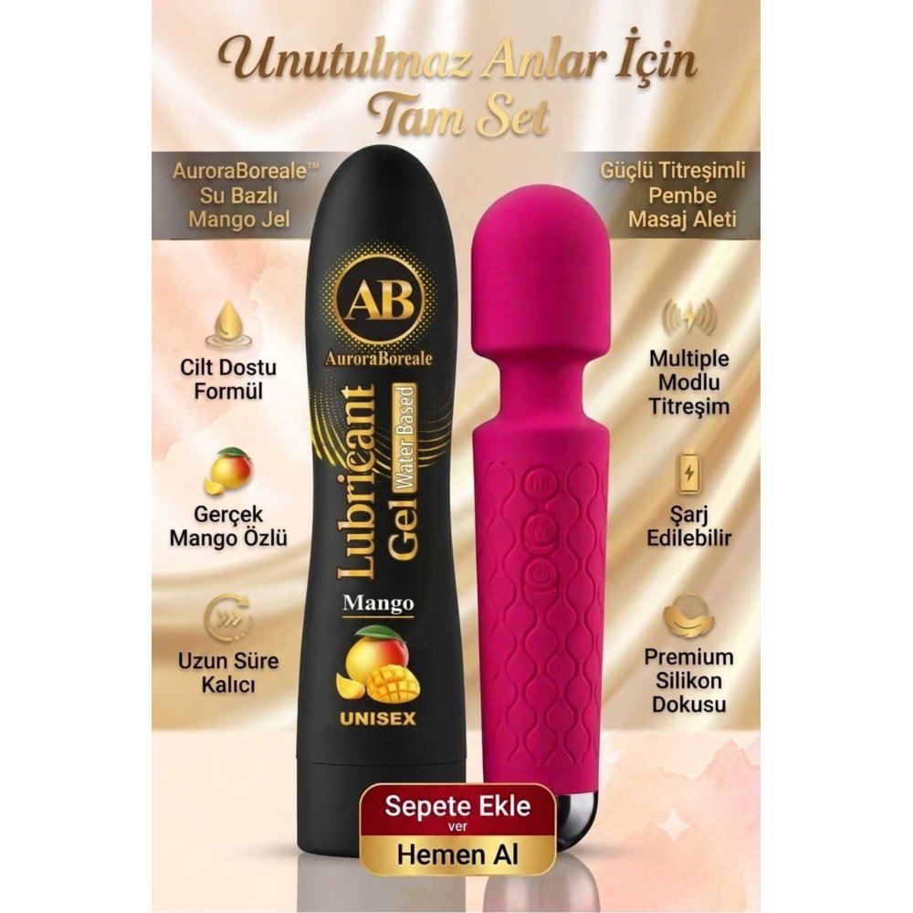 Premium Mango Aromalı 125 ML Kayganlaştırıcı Jel Masaj Aleti Aksesuar Avantajlı Sepet
