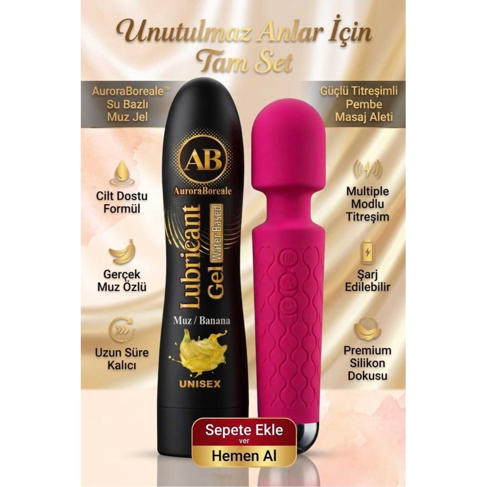 Premium Muz Aromalı 125 ML Kayganlaştırıcı Jel Masaj Aleti Aksesuar Avantajlı Sepet