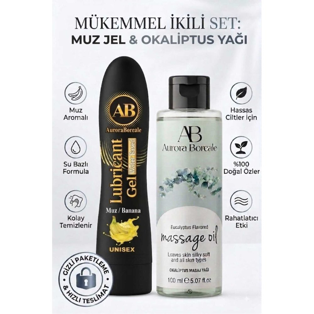 Premium Muzlu Kayganlaştırıcı Lubricant Jel Okaliptus Masaj Yağı 2 Li Set
