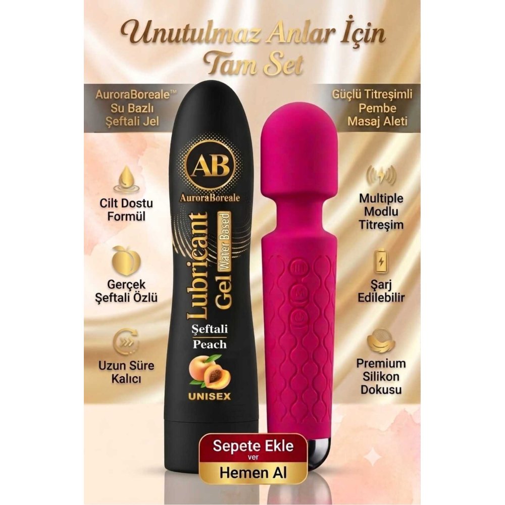 Premium Şeftali Aromalı 125 ML Kayganlaştırıcı Jel Masaj Aleti Aksesuar Avantajlı Sepet